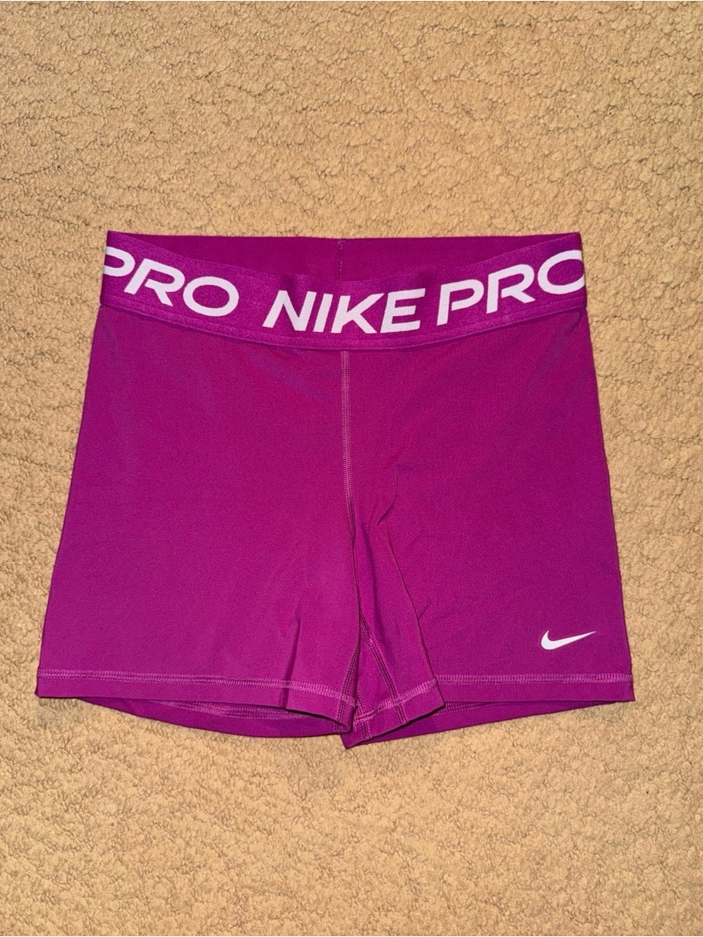 Nike Pro Women's Magenta Bike Shorts with White Logo